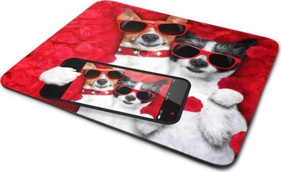 WuW Selfici Köpekler 22x18 cm S Mousepad Çok Renkli