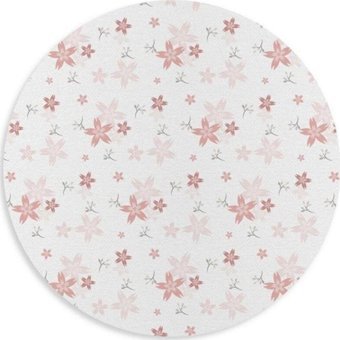 WuW Çiçek Desen Yuvarlak 20 cm S Mousepad Beyaz-Pembe