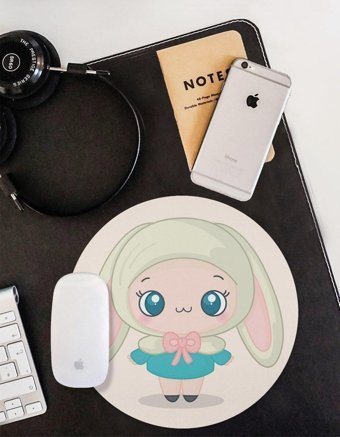WuW Yuvarlak Kawaii Tavşancık 20 cm S Mousepad Çok Renkli