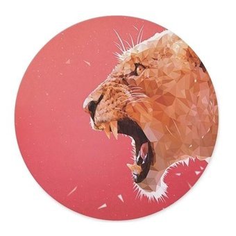 WuW Kükreyen Aslan Yuvarlak 20 cm S Mousepad Kırmızı-Sarı