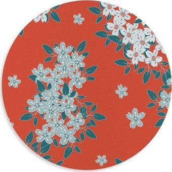 WuW Çiçek Desen Yuvarlak 20 cm S Mousepad Çok Renkli