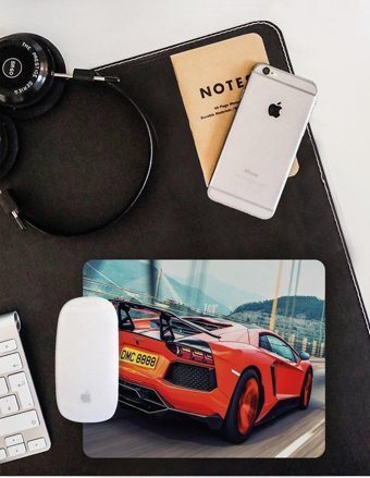 WuW Kırmızı Spor Araba 22x18 cm S Mousepad Çok Renkli