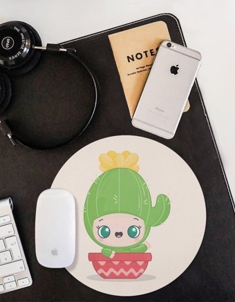 WuW Kawaii Kaktüs Bebek Yuvarlak 20 cm S Mousepad Çok Renkli