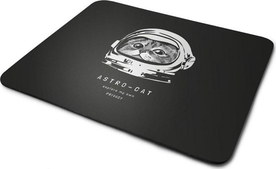 WuW Astronot Kedi 22x18 cm S Mousepad Beyaz-Siyah