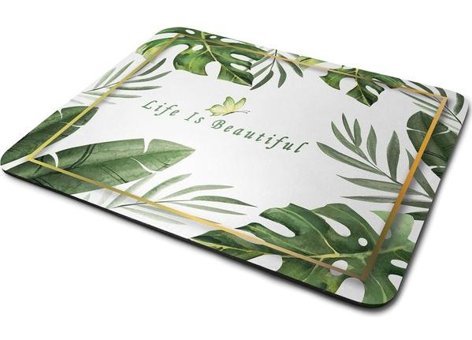 WuW Hayat Güzeldir 22x18 cm S Mousepad Beyaz-Yeşil