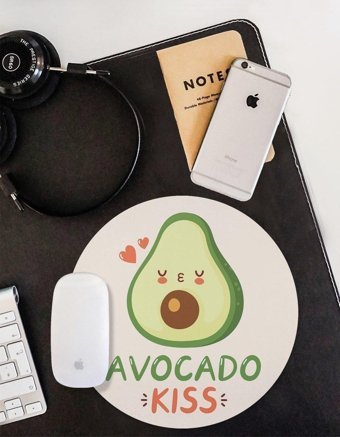 WuW Yuvarlak Avakado Öpücük 20 cm S Mousepad Çok Renkli