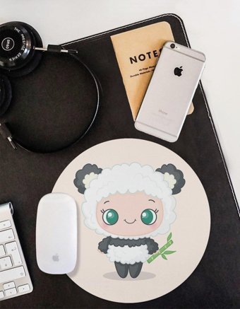 WuW Yuvarlak Kawaii Panda 20 cm S Mousepad Çok Renkli