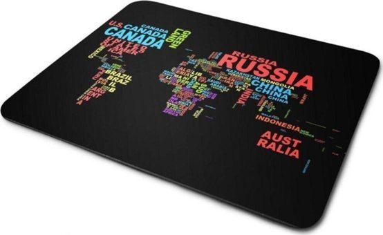 WuW Dünya Haritası 22x18 cm S Mousepad Çok Renkli
