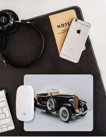 WuW Klasik Araba 22x18 cm S Mousepad Beyaz-Siyah