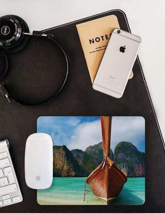 WuW Kumsaldaki Kayık 22x18 cm S Mousepad Çok Renkli