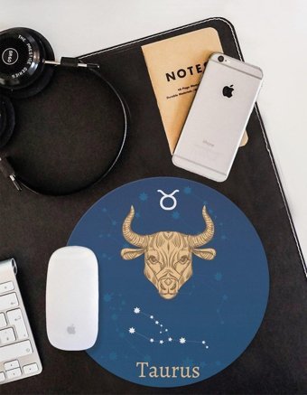 WuW Boğa Burcu Yıldız Haritası 20 cm S Mousepad Çok Renkli