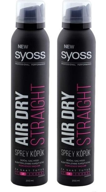 Syoss Air Dry Straight Sprey Saç Köpüğü 2x200 ml