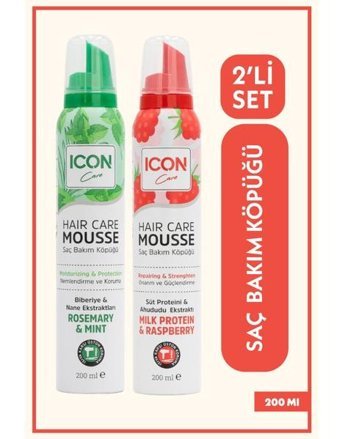 Icon Care Rosemary & Mint Saç Köpüğü 200 ml + Icon Care Milk Protein & Raspberry Saç Köpüğü 200 ml