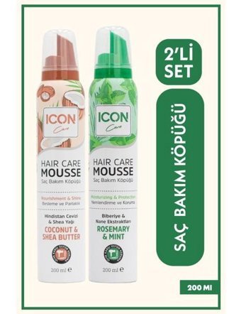 Icon Care Coconut & Shea Butter Saç Köpüğü 200 ml + Icon Care Rosemary & Mint Saç Köpüğü 200 ml