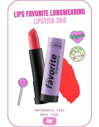 Callista Favorite Longwearing Tangerino 304 Kalıcı Saten Krem Lipstick Ruj