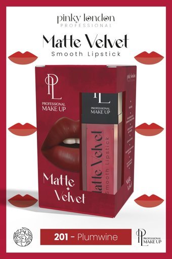 Pinky London Matte Velvet Plumwine 201 Kalıcı Likit Fırçalı Ruj