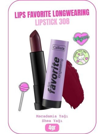 Callista Longwearing Lipstick Vampy Like 308 Kalıcı Mat Likit Fırçalı Ruj