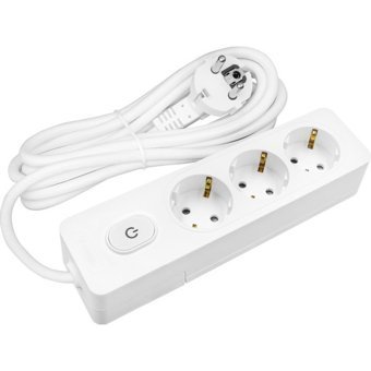 Seldur MS70 3600 W Kalın Topraklı Anahtarlı 3'lü 2 m Uzatma Kablosu Beyaz