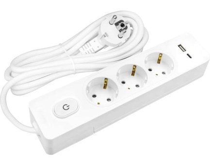 Seldur Anahtarlı 3'lü 3 m USB Grup Priz Beyaz