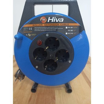 Hiva 3500 W Kalın Topraklı 4'lü 10 m Makaralı Uzatma Kablosu Mavi