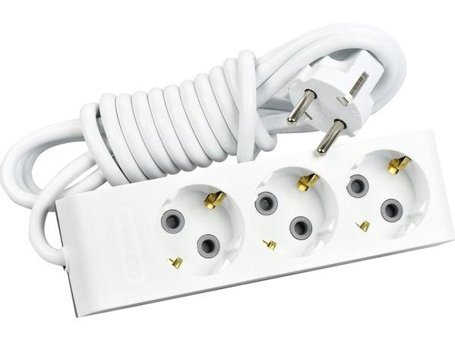 Günsan 01351110-303300 Topraklı 3'lü 3 m Grup Priz Beyaz