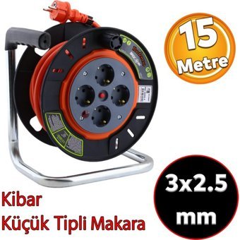 Badem10 Ttr Kablo 3500 W Kalın Topraklı 4'lü 15 m Makaralı Uzatma Kablosu Turuncu