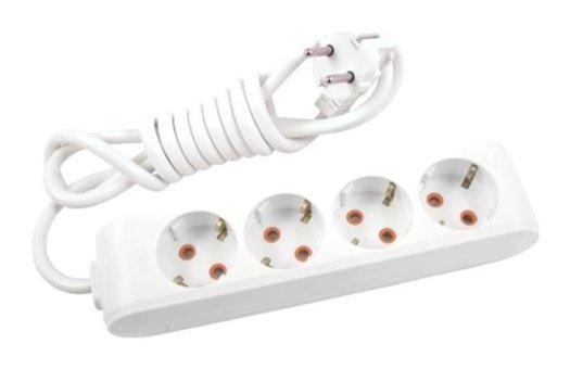 Viko 3500 W Kalın Topraklı 4'lü 5 m Uzatma Kablosu Beyaz