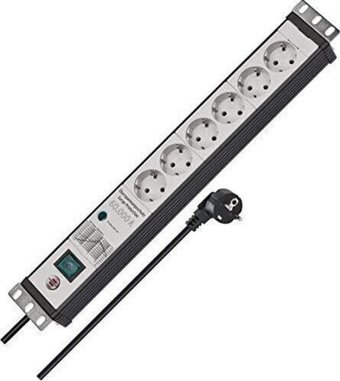 Brennenstuhl H05VV-F 3680 W Kalın Topraklı Anahtarlı Akım Korumalı 6'lı 3 m Uzatma Kablosu Gri