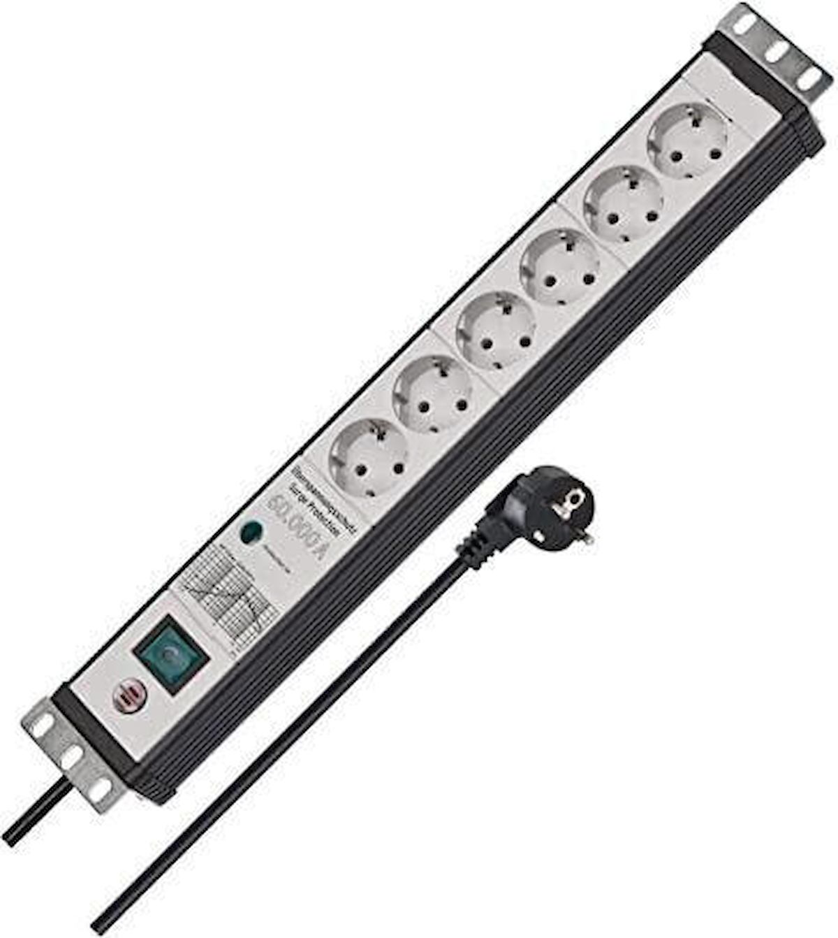 Brennenstuhl H05VV-F 3680 W Kalın Topraklı Anahtarlı Akım Korumalı 6'lı 3 m Uzatma Kablosu Gri