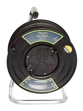 Bylion 3500 W Kalın Akım Korumalı 4'lü 30 m Makaralı Uzatma Kablosu Çok Renkli
