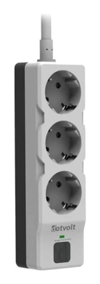 Dotvolt Aks-00003 3650 W Kalın Topraklı Anahtarlı Akım Korumalı 3'lü 1.5 m Uzatma Kablosu Gri-Siyah
