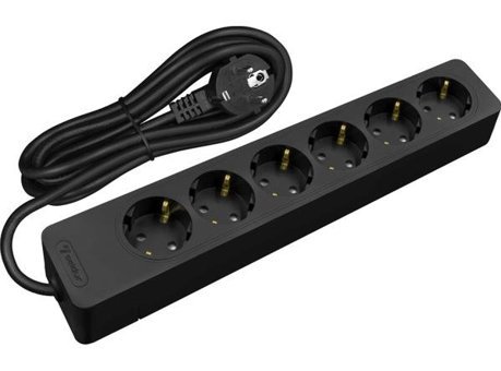 Seldur MS70 3600 W Kalın Topraklı 6'lı 5 m Uzatma Kablosu Siyah