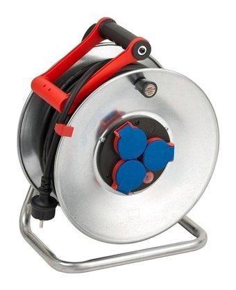 Brobusta Brobusta IP44 3500 W Kalın Topraklı 3'lü 25 m Makaralı Uzatma Kablosu Siyah