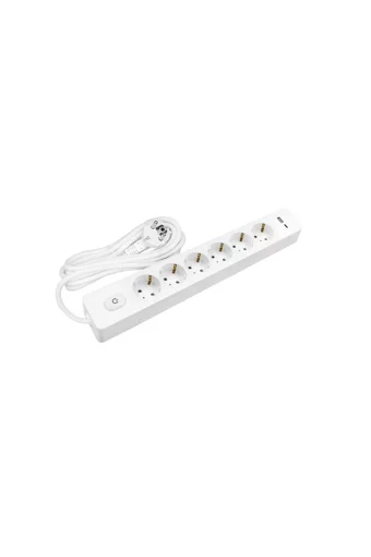 Seldur MS70 Topraklı Anahtarlı 6'lı 2 m USB Grup Priz Beyaz