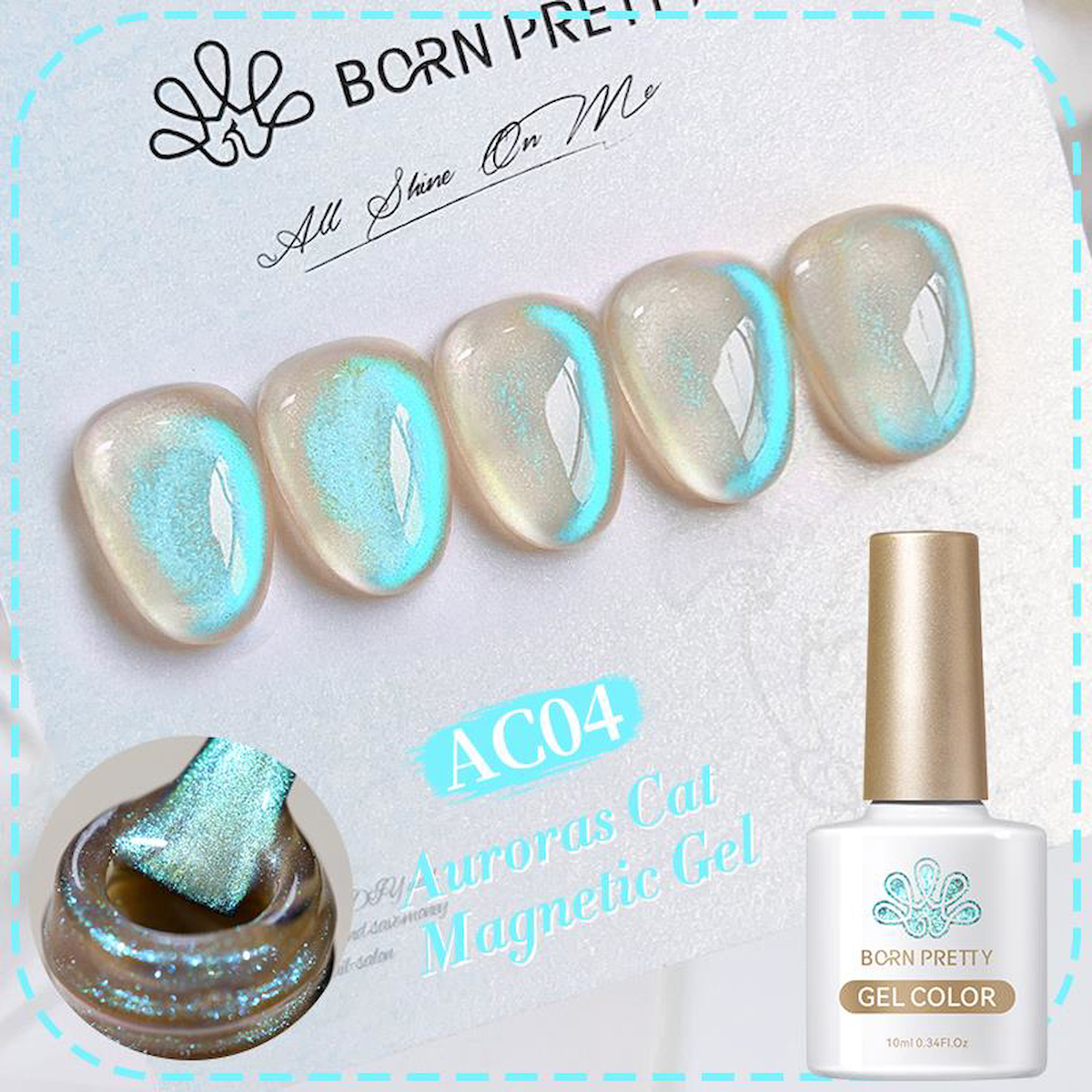 Born Pretty AC04 Mavi Kalıcı Simli Parlak Oje