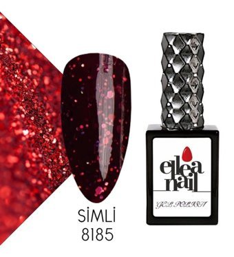 Ellea Nail 8185 Bordo Kalıcı Simli Oje