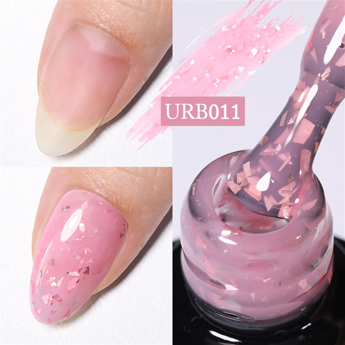 UrSugar URB011 Pembe Kalıcı Simli Parlak Oje