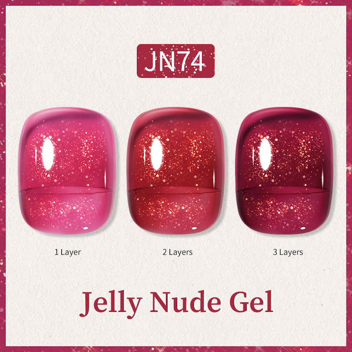 Born Pretty JN74 Pembe Kalıcı Simli Jelly Oje