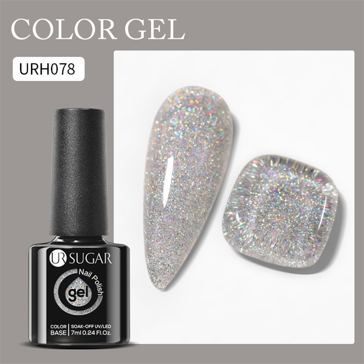 UrSugar URH078 Gri Kalıcı Simli Parlak Oje