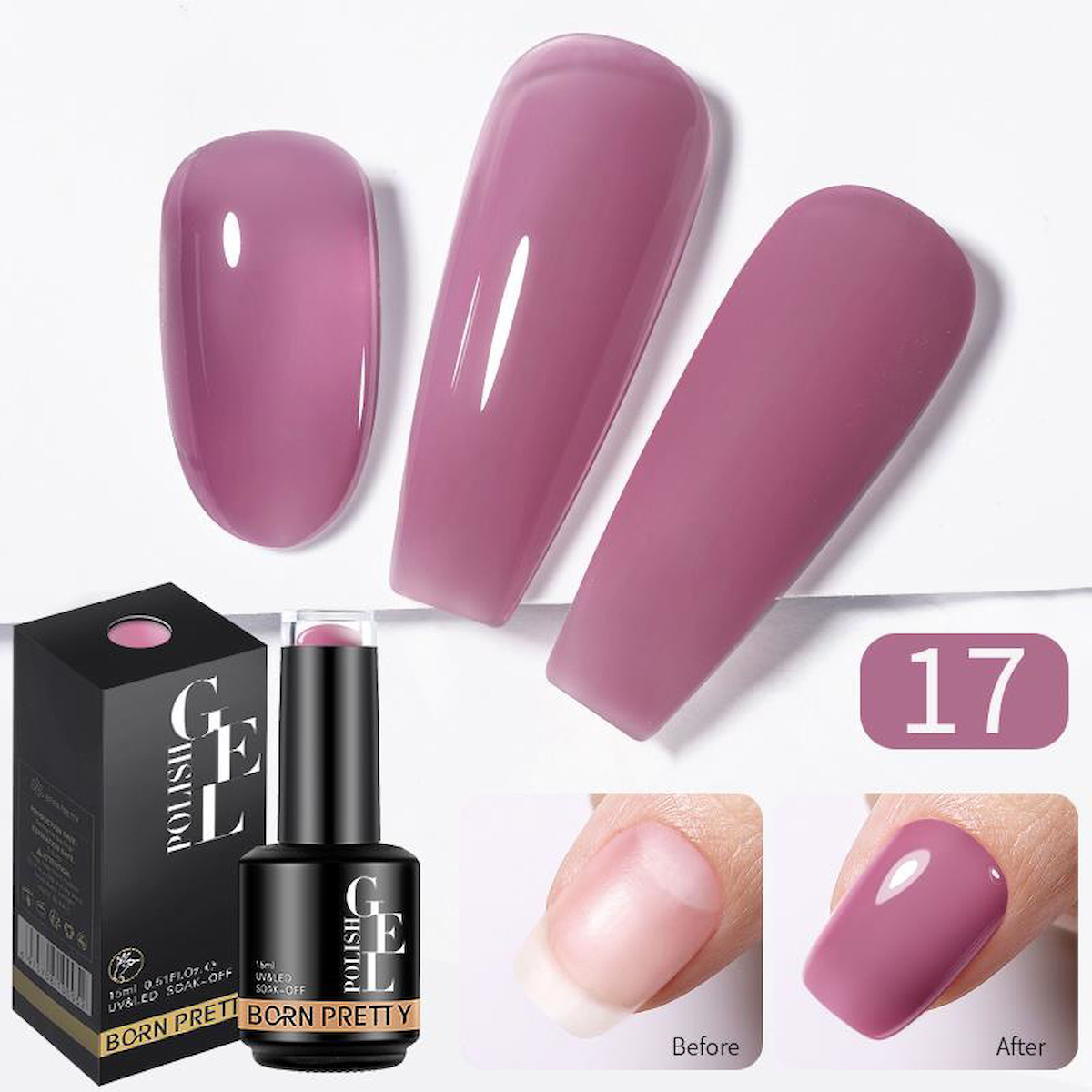 Born Pretty 17 Mor Kalıcı Jelly Oje