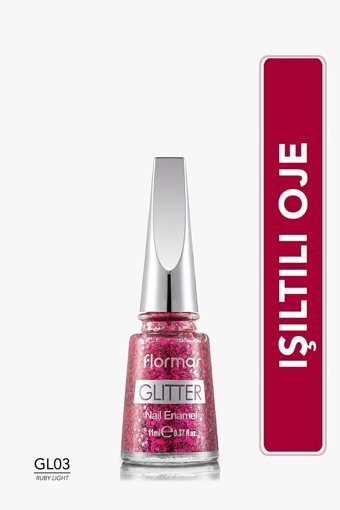 Flormar Glitter Ruby Light 3 Pembe Simli Glitter Oje