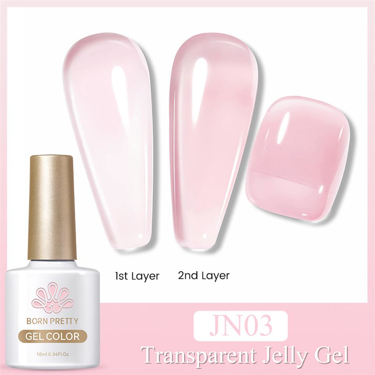 Born Pretty JN03 Pembe Kalıcı Jelly Oje