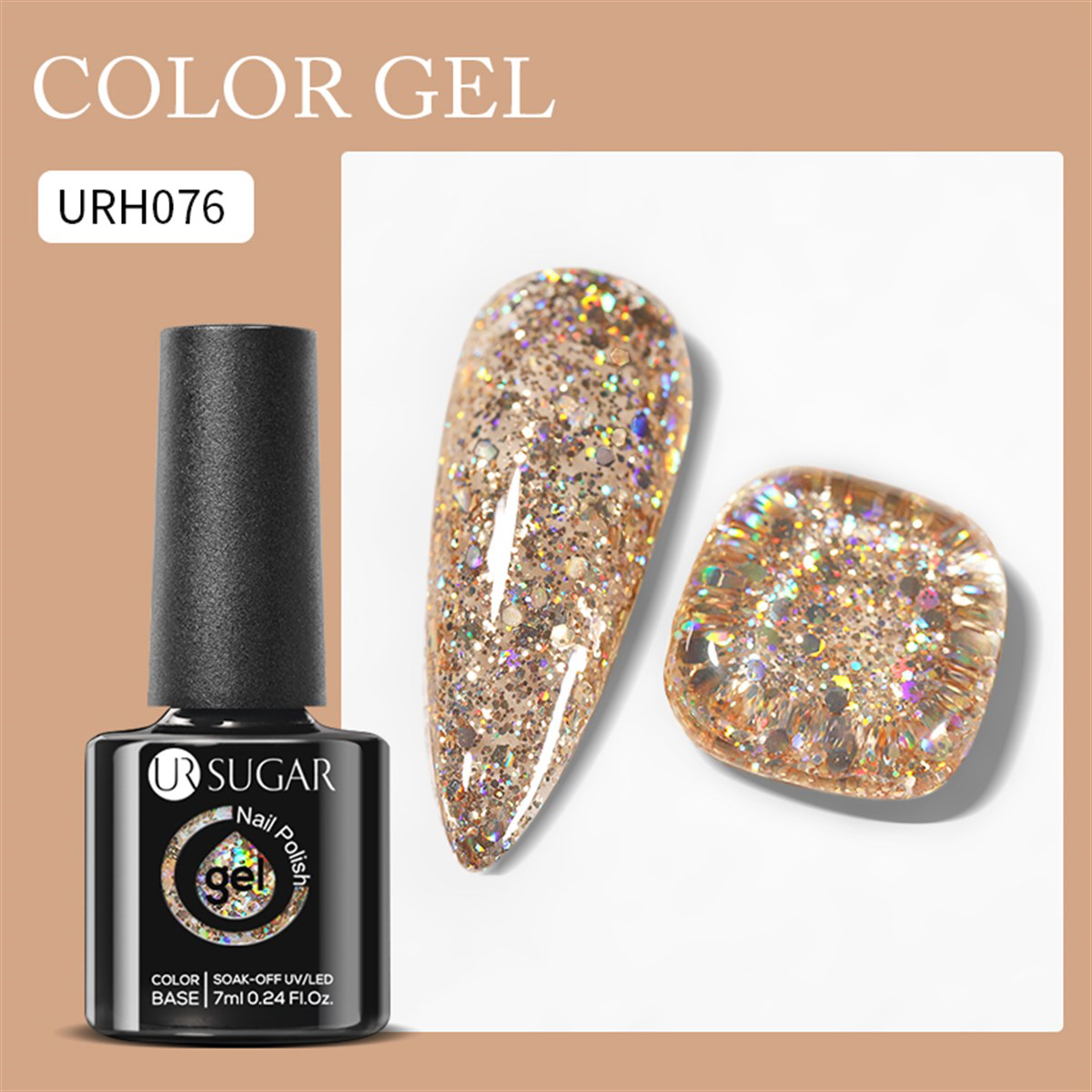UrSugar URH076 Bej Kalıcı Simli Parlak Oje