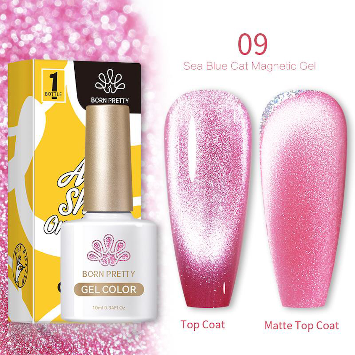 Born Pretty 9 Pembe Kalıcı Simli Parlak Oje