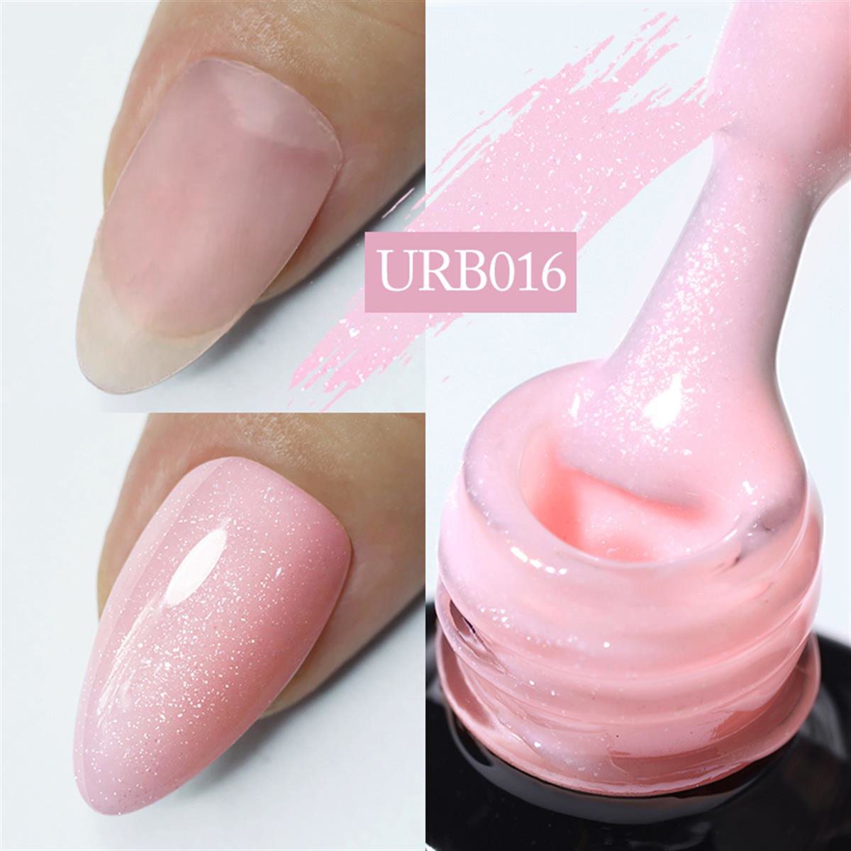 UrSugar URB016 Pembe Kalıcı Simli Parlak Oje