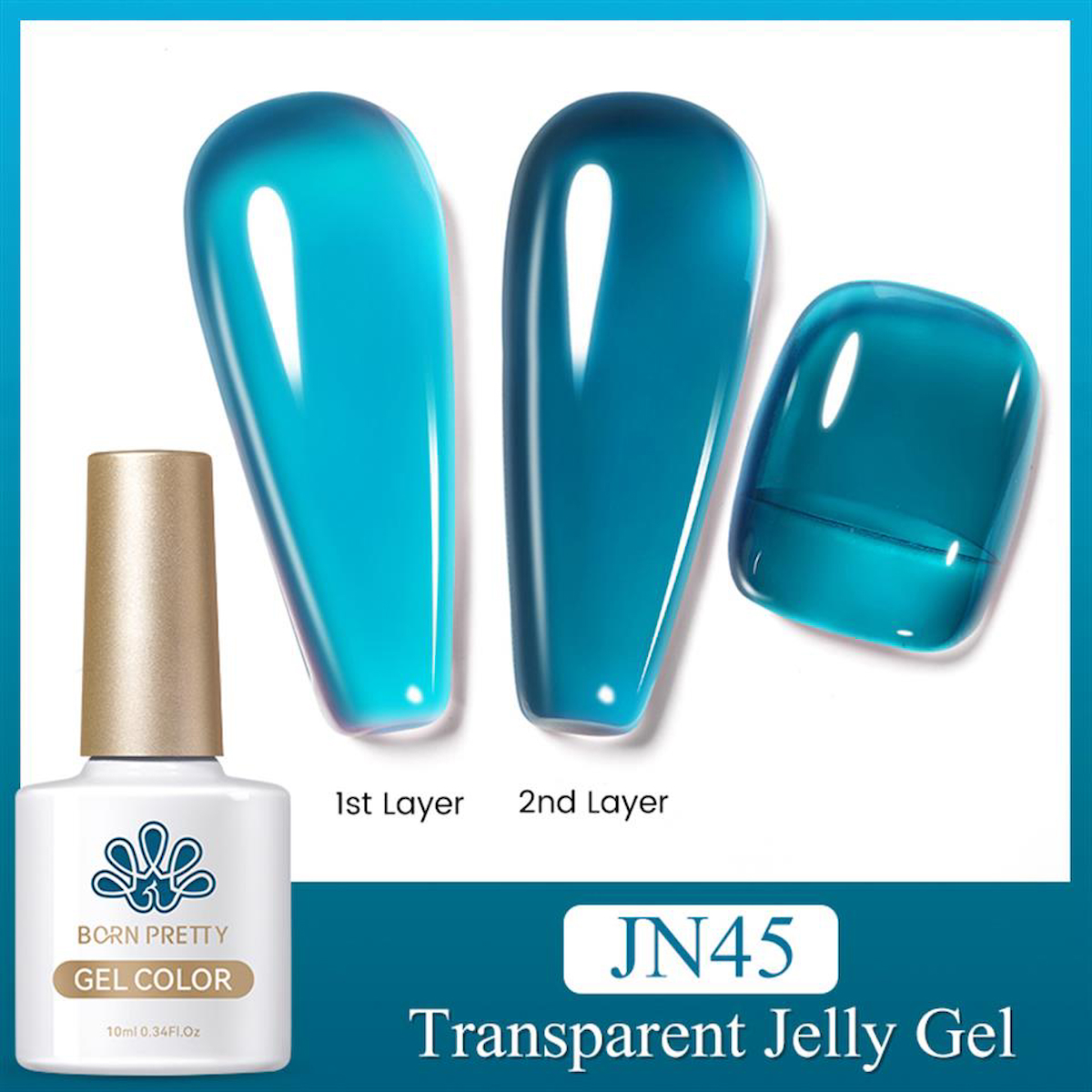 Born Pretty JN45 Mavi Kalıcı Jelly Oje