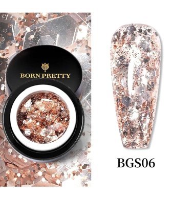 Born Pretty BGS06 Pembe Kalıcı Simli Parlak Oje