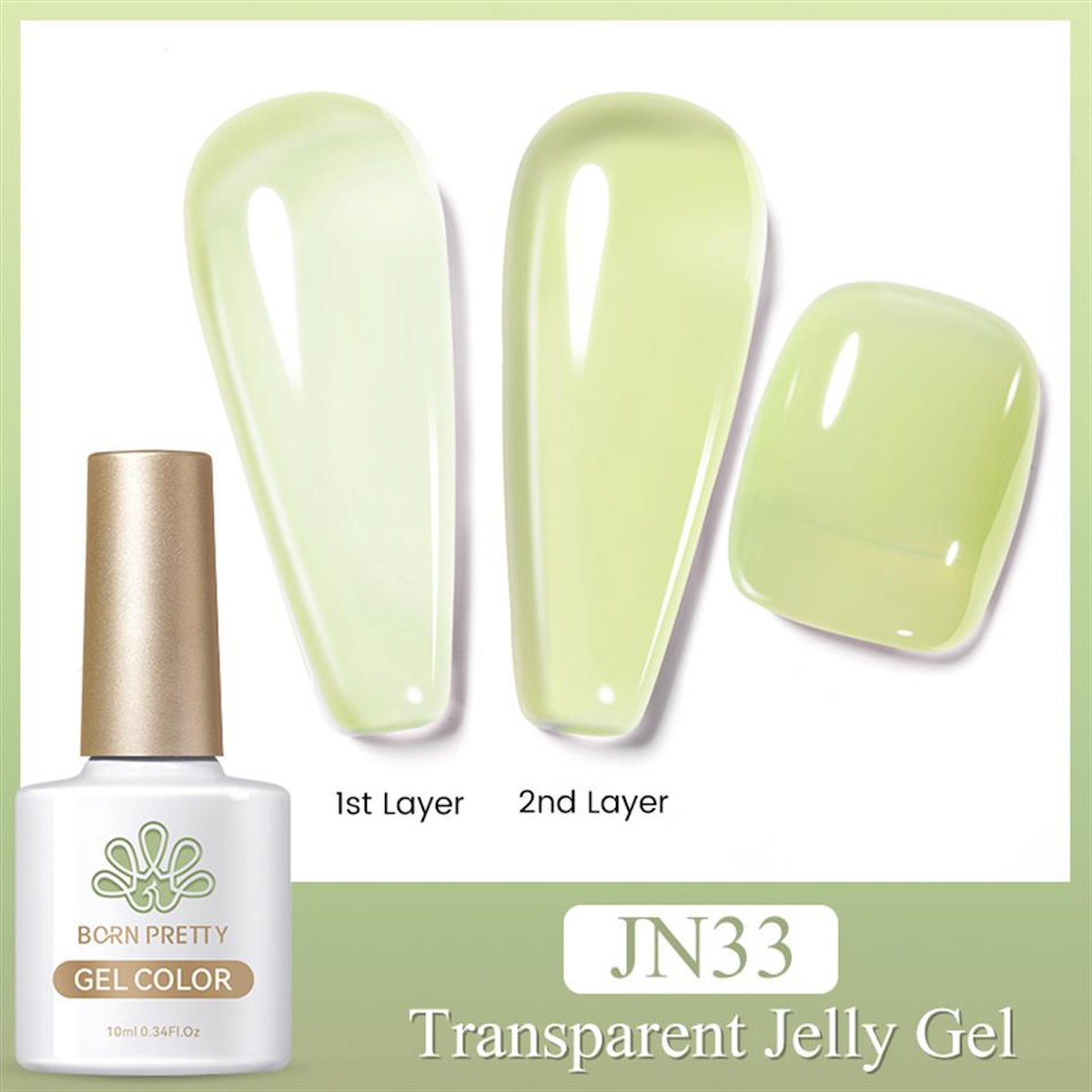 Born Pretty JN33 Yeşil Kalıcı Jelly Oje