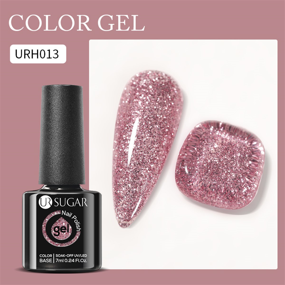 UrSugar URH013 Pembe Kalıcı Simli Parlak Oje