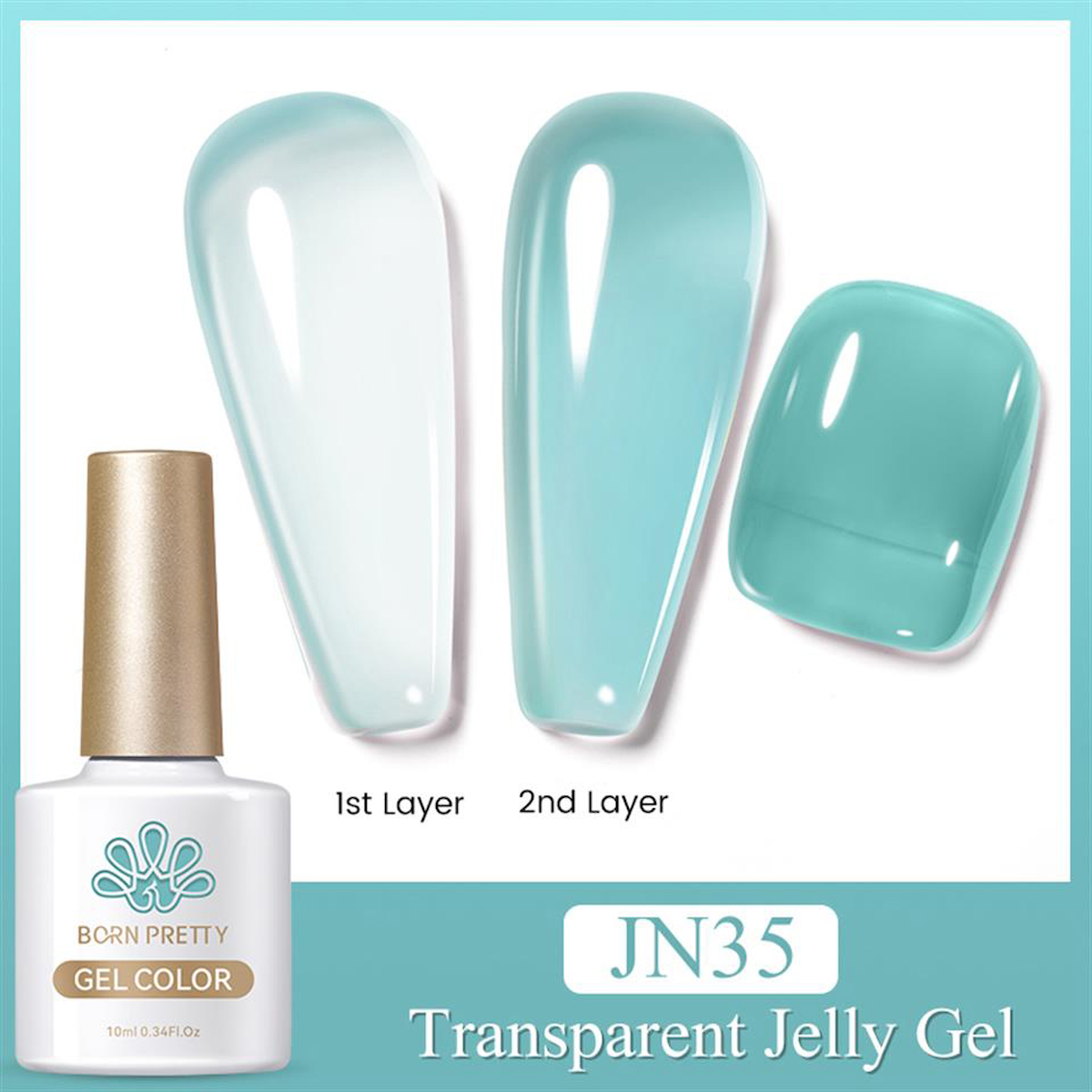Born Pretty JN35 Mavi Kalıcı Jelly Oje